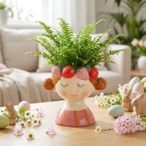 Artículo Rostro de niña en una maceta con fresas durmiendo, decoración para sala de estar, primavera, 13 cm
