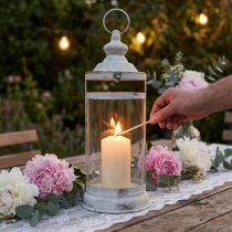 Artículo Farol Deco Shabby Chic Farol Metal Blanco Ø15cm H46cm