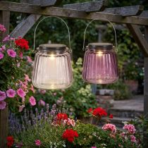 Artículo Lámpara LED de jardín de cristal solar para colgar violeta Ø10,5cm 2uds