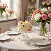 Artículo Plato de cristal clásico para tartas con pie - Elegante para cualquier celebración Ø 20cm