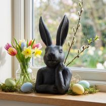 Artículo Conejo de Pascua decorativo busto de conejo negro decoración de Pascua 22,5 cm