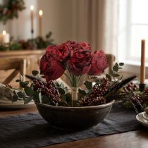 Artículo Rosas artificiales rojas, flores de seda, ramo de rosas L23cm 8 piezas