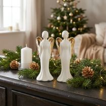 Artículo Figuras de ángeles ángel de cerámica oro blanco 6cmx5cmx15cm 2ud