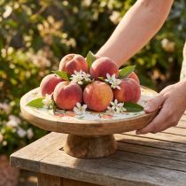Artículo Plato decorativo con base madera de mango motivo melocotón Ø26cm H9,5cm