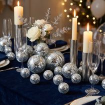 Artículo Bolas de espejo decorativas, elemento de decoración para fiestas, plateadas, 2-4 cm, 50 unidades