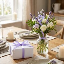 Artículo Cinta decorativa de raso morado claro, cinta de regalo de 6 mm, 50 m