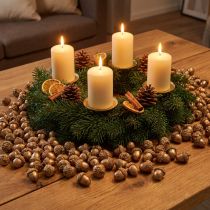 Artículo Frutos dorados de otoño, adornos festivos de otoño, bellotas decorativas naturales, decoración de Adviento Ø1,5 – 2,5 cm L1,5 – 3 cm 300 g