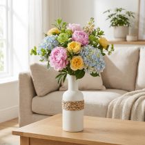 Artículo Florero de cerámica blanca y jarrón de algas marinas decoración de mesa Al. 22,5 cm
