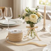 Artículo Cinta decorativa cinta de terciopelo cinta de regalo Terciopelo Beige 10mm 20m