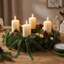 Artículo Cinta de terciopelo, cinta de regalo, cinta decorativa verde, ancho 10 mm, 20 m