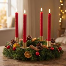 Artículo Vela LED cónica, roja con luz blanca cálida, 24 cm, 2 unidades