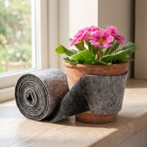 Artículo Bisagra para maceta de fieltro de lana bicolor, gris/negro, 15 cm x 5 m