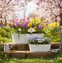 Artículo Bol ovalado de metal en blanco y plata, 32,5 cm/37 cm, juego de 2.