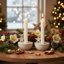 Artículo Portavelas de cerámica con forma de estrella, decoración navideña, 11 cm, 2 unidades
