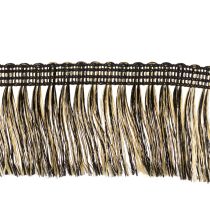 Artículo Ribete con flecos negros y dorados de 4 cm x 25 m - Ideal para decoración de coronas, cintas de luto y accesorios vintage.