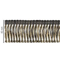 Artículo Ribete con flecos negros y dorados de 4 cm x 25 m - Ideal para decoración de coronas, cintas de luto y accesorios vintage.