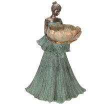 Artículo Figura femenina con cuenco de flores, estatua decorativa para diseño interior estético y jardín, 55 cm
