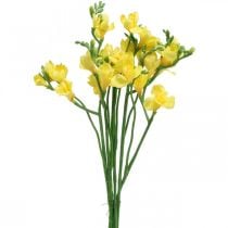 Fresias, flores artificiales, fresias en ramo amarillo L64cm 6pcs