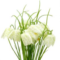 Artículo Flores de tablero de ajedrez Fritillaria artificial blanco, verde 40cm 12pcs