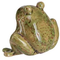 Artículo Adorno de rana, cerámica, verde/marrón, vintage, verano, 7 cm de alto, 2 piezas
