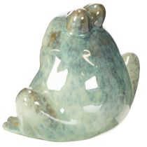 Artículo Figura decorativa de rana de cerámica, diseño detallado, encantadora idea de regalo, 13 cm