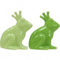 Artículo Cerámica decorativa de rana, decoración de verano de pareja de príncipe rana 13×8×16cm 2pcs