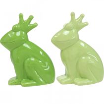 Artículo Figura decorativa de rana de cerámica, decoración de verano del príncipe rana 10,5 × 5,5 × 7 cm 4 piezas