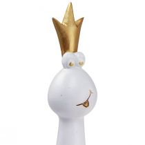 Artículo Figura decorativa Rana Príncipe Rana decorativa Oro blanco Al. 30,5 cm
