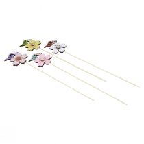 Artículo Decoración primaveral tapones florales decoración de pájaros de madera 8×6cm 12 piezas
