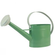 Artículo Regadera decorativa de metal, verde pastel retro con detalles en blanco, para jardín, balcón e interior, 52,5 x 15 x 30 cm.