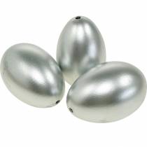 Huevos de ganso Huevos soplados de plata Decoración de Pascua 12 piezas