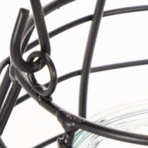 Artículo Farol de jardín, metal negro con luz de viento, Ø14cm H12,5cm