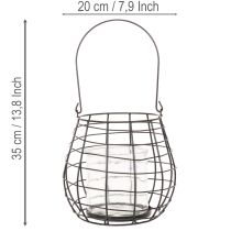 Artículo Farol de jardín con portavelas de cristal, negro, Ø20cm, H18,5cm