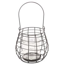 Artículo Farol de jardín con portavelas de cristal, negro, Ø20cm, H18,5cm