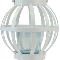 Artículo Farol de jardín farol de cristal metálico para colgar blanco Ø18,5cm