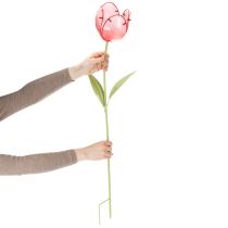 Artículo Estaca de cristal con forma de tulipán para jardín - Preciosa decoración para jardín y balcón, 94 cm
