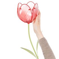 Artículo Estaca de cristal con forma de tulipán para jardín - Preciosa decoración para jardín y balcón, 94 cm