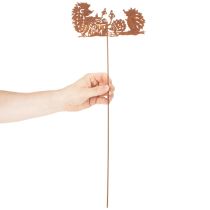 Artículo Estaca de jardín con diseño de erizo, color óxido, decoración para verano y otoño, 53 cm.