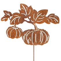Artículo Estaca de jardín con motivo de calabaza, decoración metálica, acabado oxidado, 100 cm