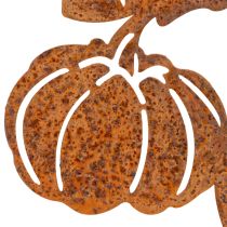 Artículo Estaca de jardín con motivo de calabaza, decoración metálica, acabado oxidado, 100 cm