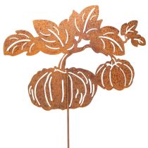Artículo Estaca de jardín con motivo de calabaza, decoración metálica, acabado oxidado, 100 cm