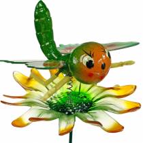Enchufe decorativo mariposa y flor con resortes de metal verde, naranja Al70cm