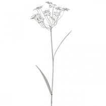Flor de tapón de jardín, decoración de jardín, tapón de planta de metal shabby chic blanco, plateado L52cm Ø10cm 2 piezas