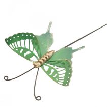 Estaca de Jardín Mariposa Metálica Oro Verde 12x10/46cm