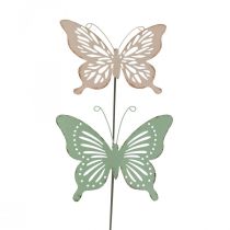 Estaca cama metal mariposa rosa verde 10,5x8,5cm 4uds