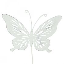 Estacas de jardín metal mariposa blanco 14×12,5/52cm 2uds