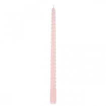 Artículo Velas retorcidas velas en espiral rosa Ø2.2cm H30cm 2pcs