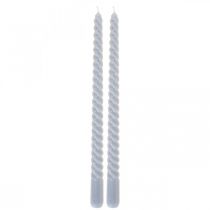 Velas retorcidas velas cónicas azul claro Ø2.2cm H30cm 2pcs