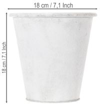 Artículo Maceta ornamental, maceta de metal, blanca, Ø18,5 cm, H18 cm