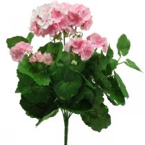 Flor artificial de geranio Arbusto de geranio rosa artificial 7 flores H38cm